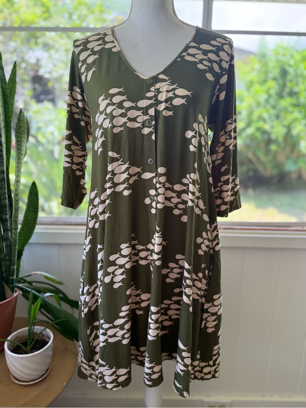 Ava Sky Dress Malta - Olive Fish